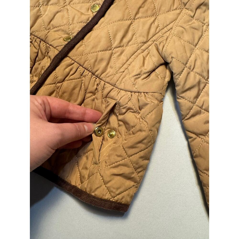 Janie and Jack Quilted Camel Brown Jacket w/ Bow 18–24 Months - Picture 3 of 9